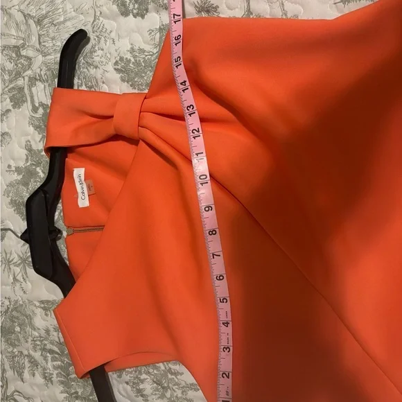 Calvin Klein sz 6 ladies twist Shoulder melon sheath dress scuba stretch bodycon - Picture 8 of 16